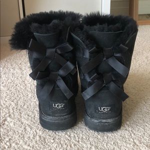 Black shorter UGGS with bows